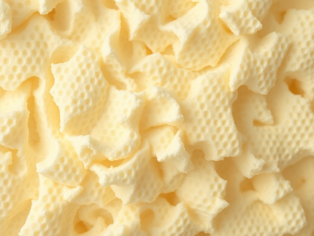 Close-up texture of cured spray foam insulation material